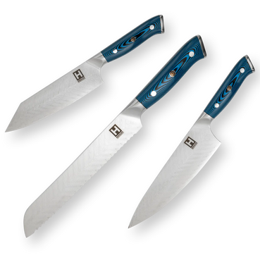 HENSSLERS Damast Messerset - Blue Edition