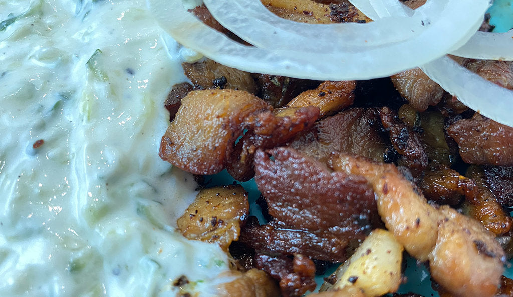 Pfannengyros mit Tsasiki