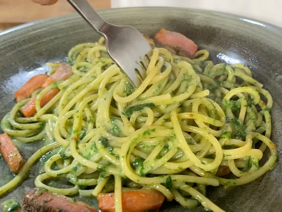 Spaghetti mit Rahmspinat