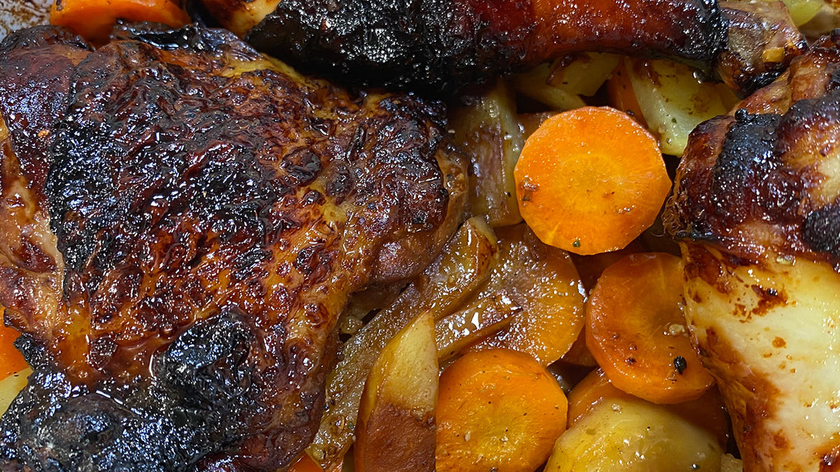 Hähnchenkeule mit Soja-Honig-Chili-Marinade