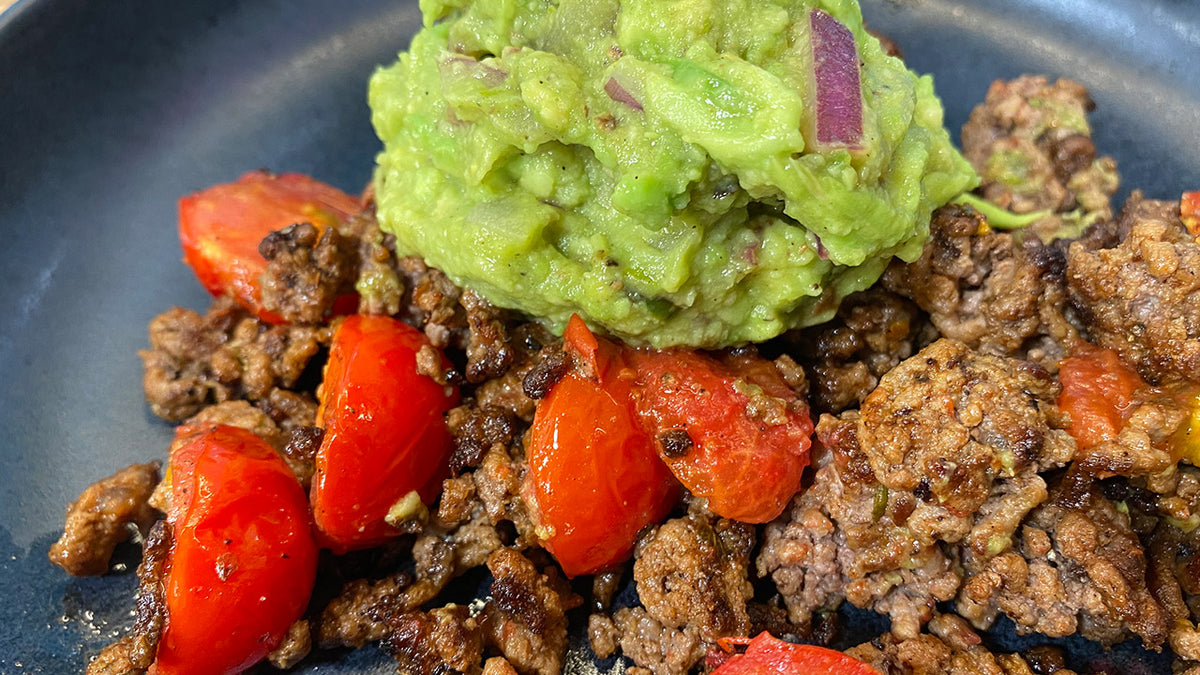 Hackpfanne mit gebratener Guacamole