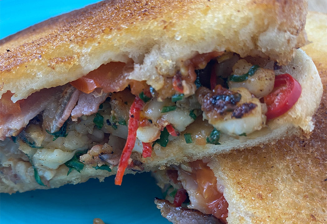 Bacon-Garnelen Sandwich