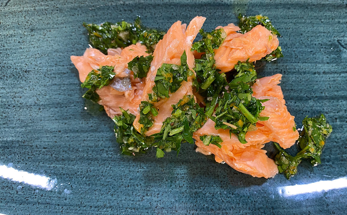 Lachsforelle in der Meersalzkruste