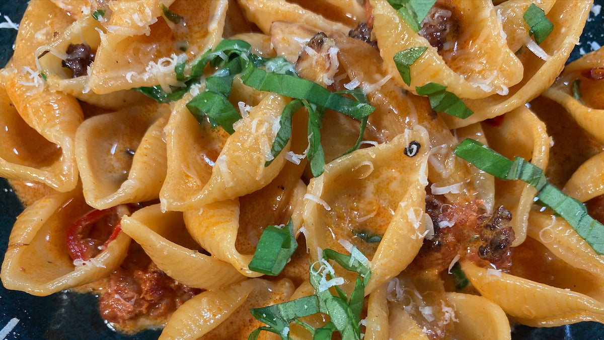 Pasta mit Spargel und Chorizo