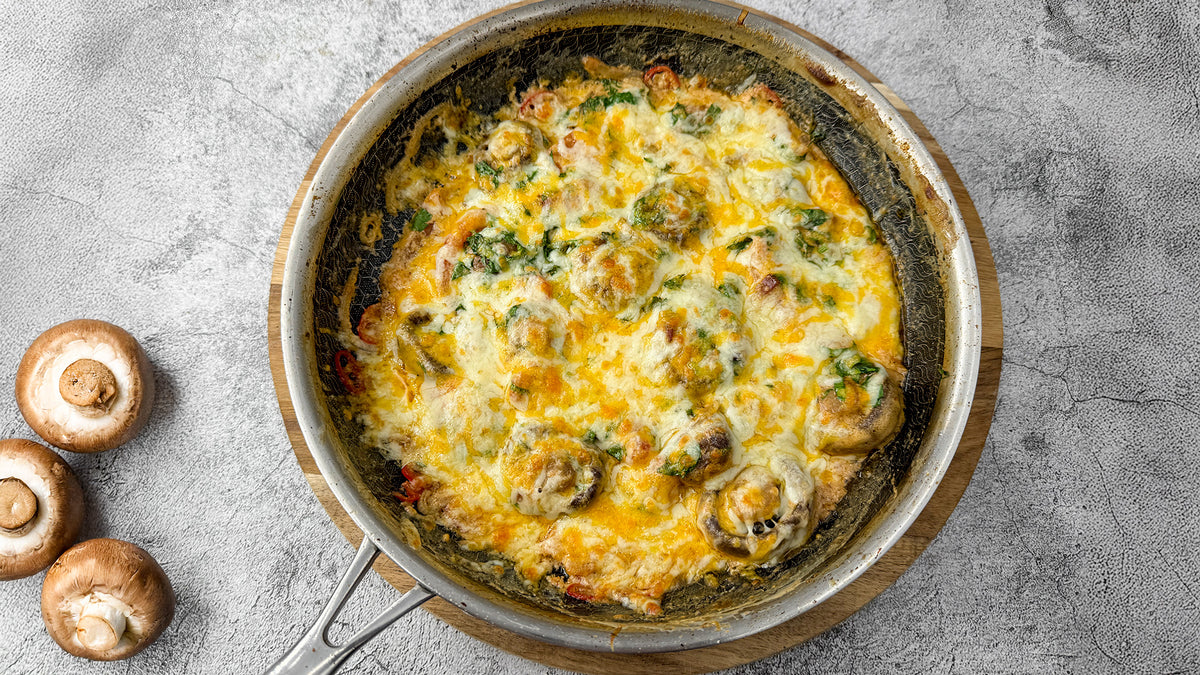 Gratinierte Champignonpfanne mit Käse