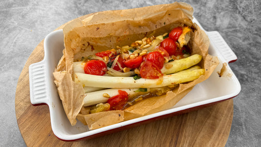 Spargel im Backpapier gegart "Italian Style"