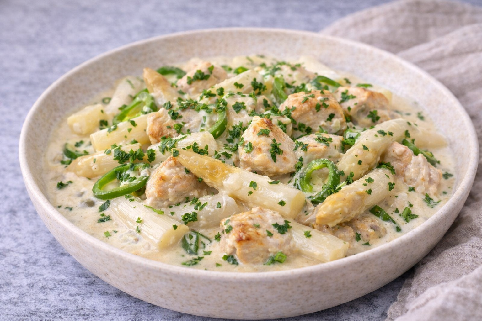 Spargel mit Hähnchen