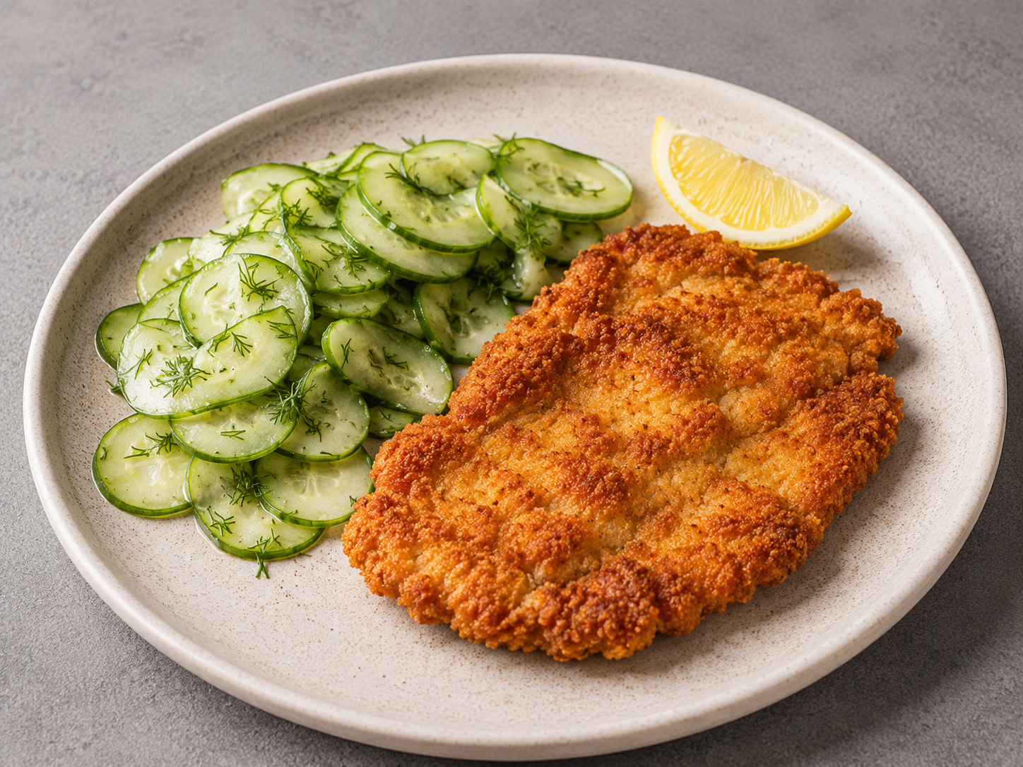 Hähnchenschnitzel mit Gurkensalat