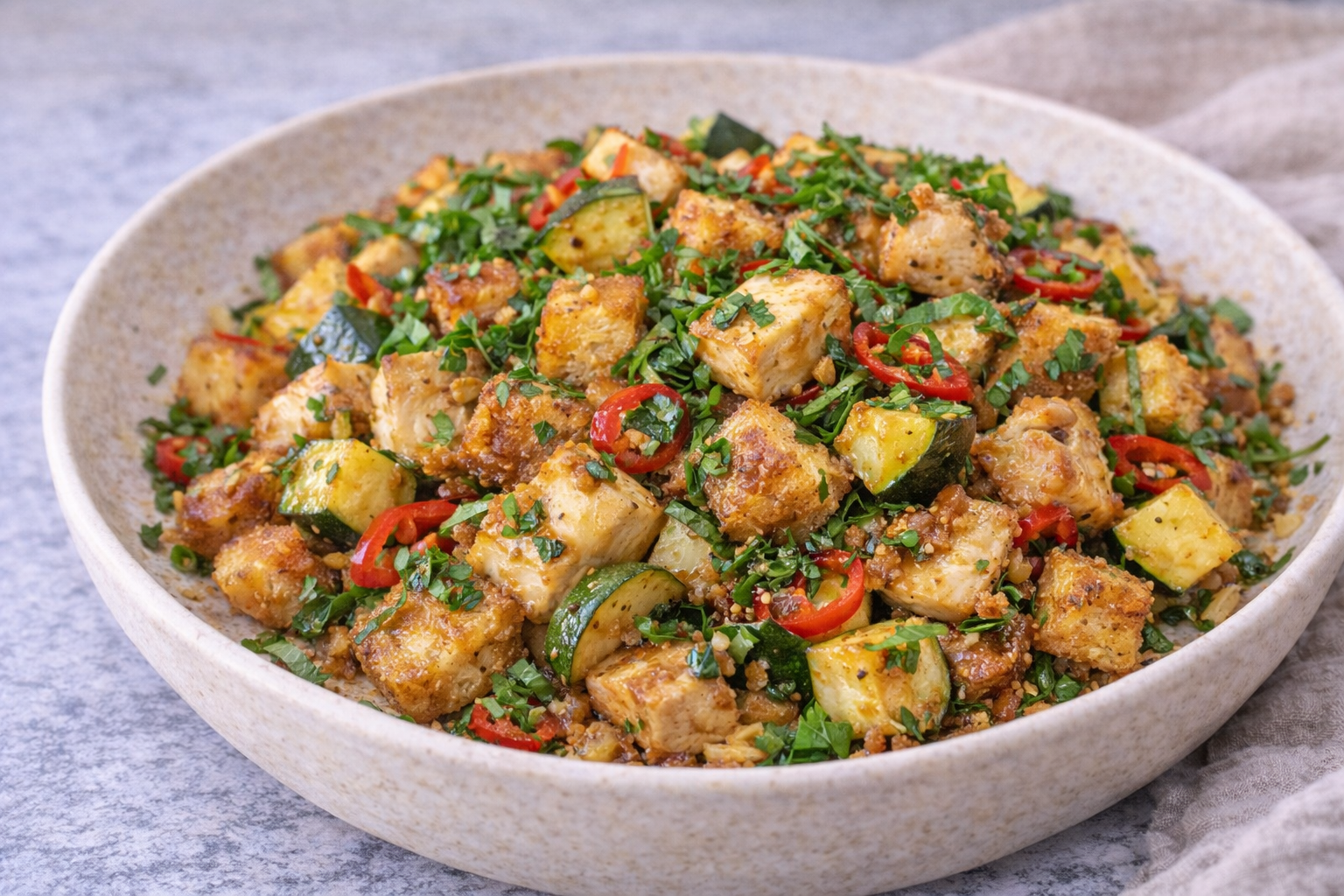 Hähnchen-Pfannen-Rezept mit Brot