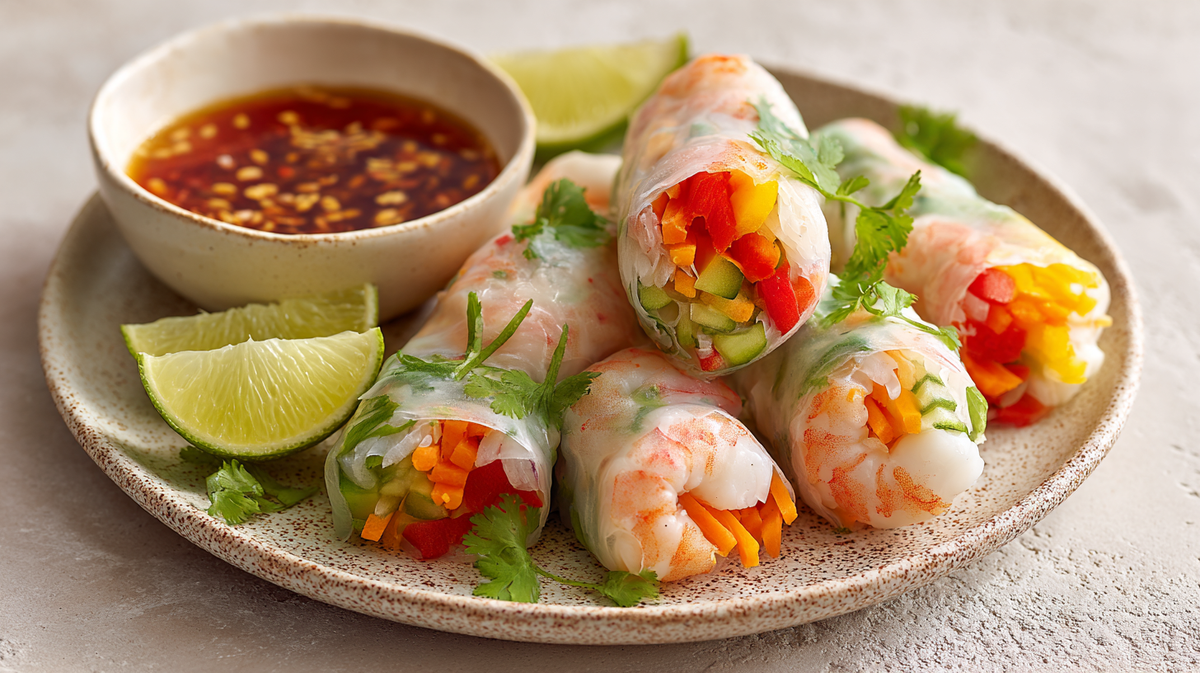 Sommerrollen mit Garnelen und Sweet Chili Sauce