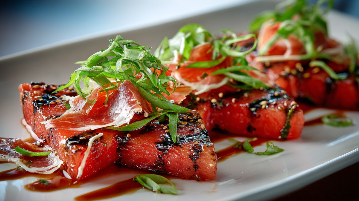 Gegrillte Wassermelone mit Serrano Schinken