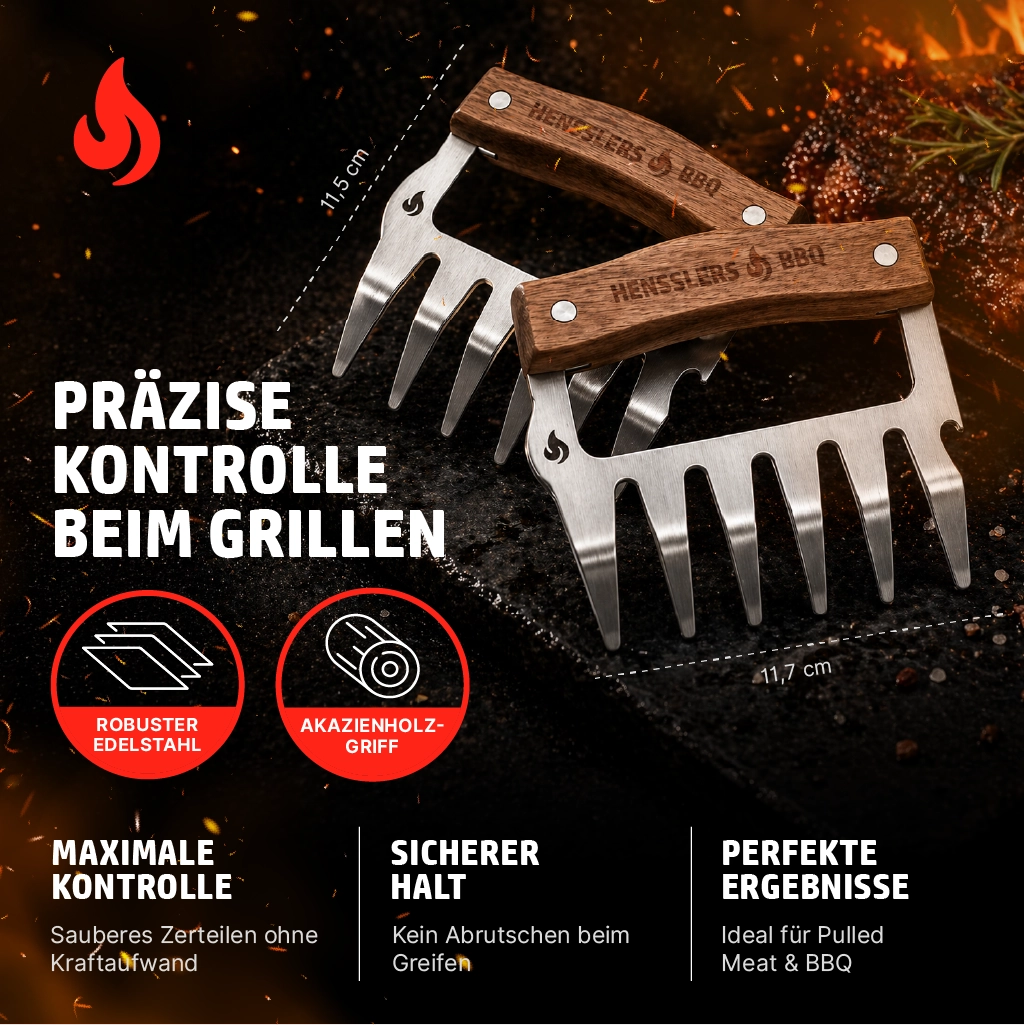 HENSSLERS Fleischkrallen Set Küchenzubehör HENSSLERS