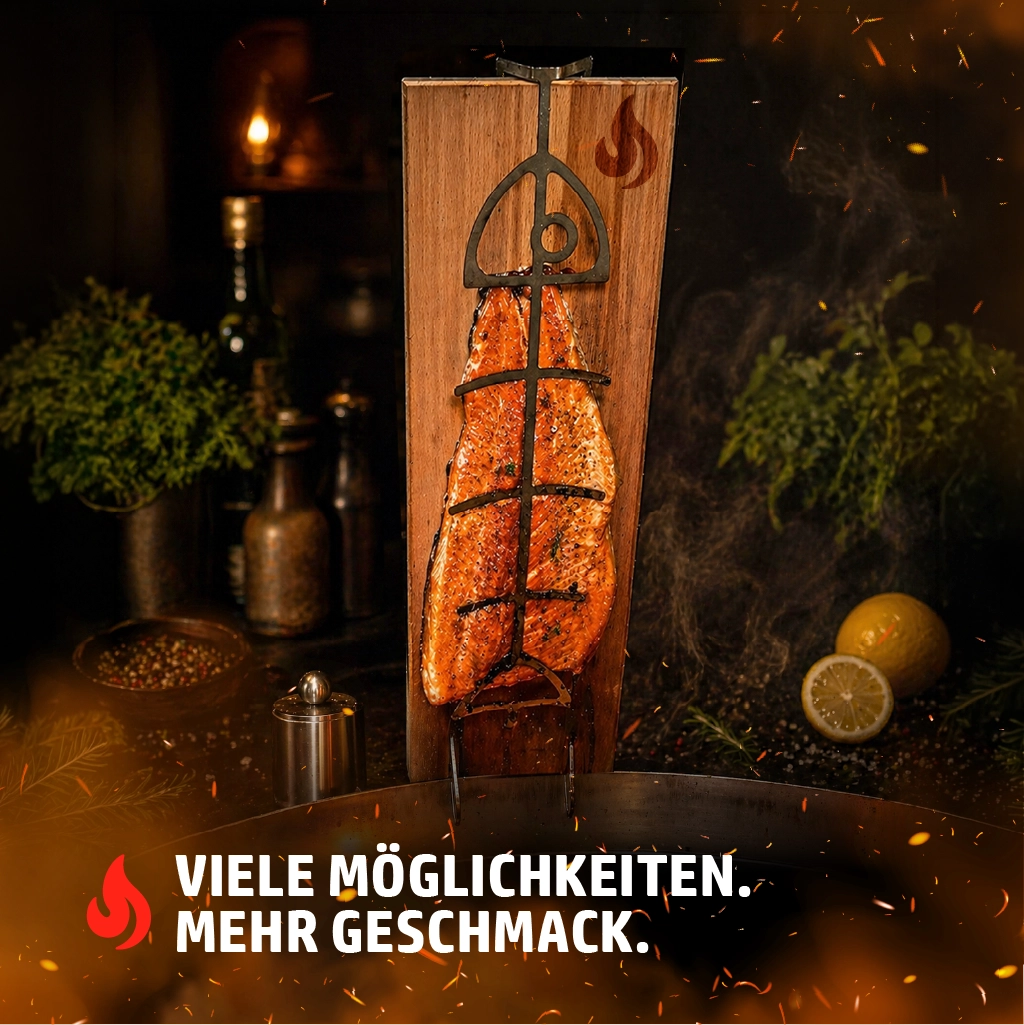 HENSSLERS Flammlachs Räucherbrett Küchenzubehör HENSSLERS
