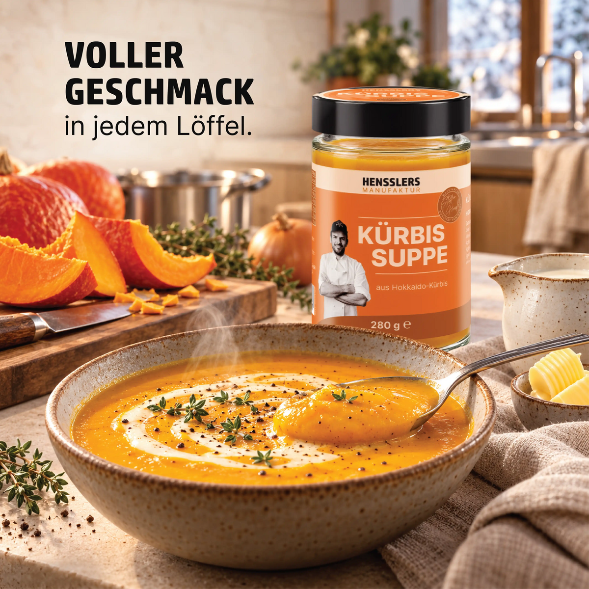 HENSSLERS Kürbissuppe ink. Gratis Kürbiskerne Gewürze HENSSLERS