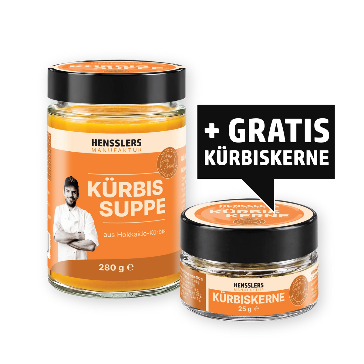 HENSSLERS Kürbissuppe ink. Gratis Kürbiskerne Gewürze HENSSLERS