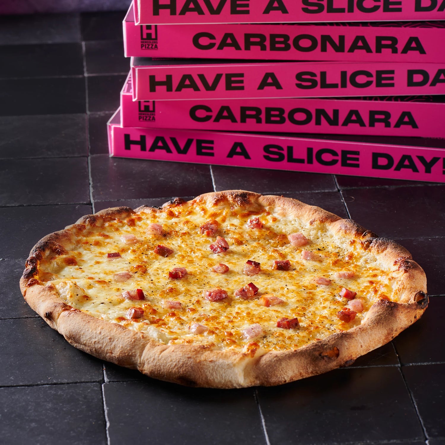 Hensslers Pizza Carbonara Food Hensslers