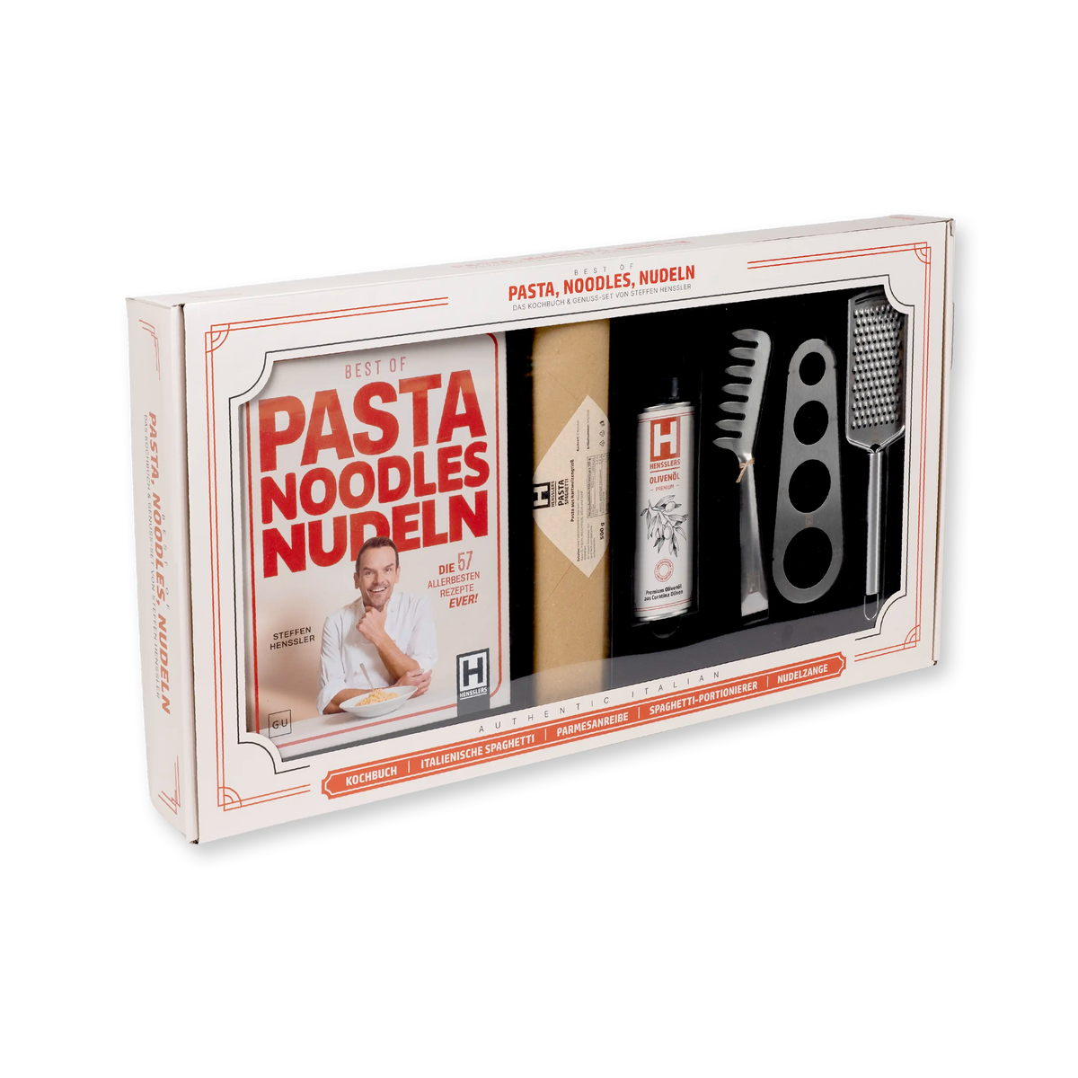 HENSSLERS Pasta-Geschenkset: Kochbuch & Essentials Kochbücher HENSSLERS