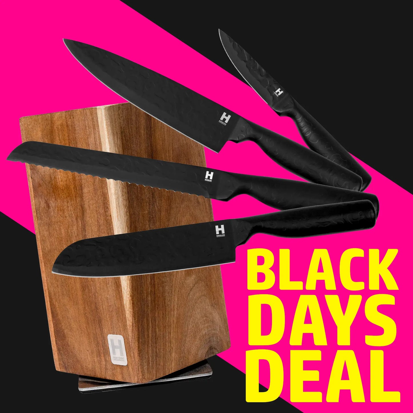 HENSSLERS Black Blade Pro Set mit 360° Messerblock