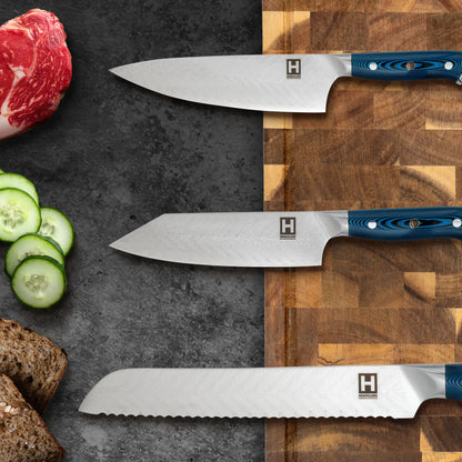 HENSSLERS Damast Messerset - Blue Edition Messer HENSSLERS