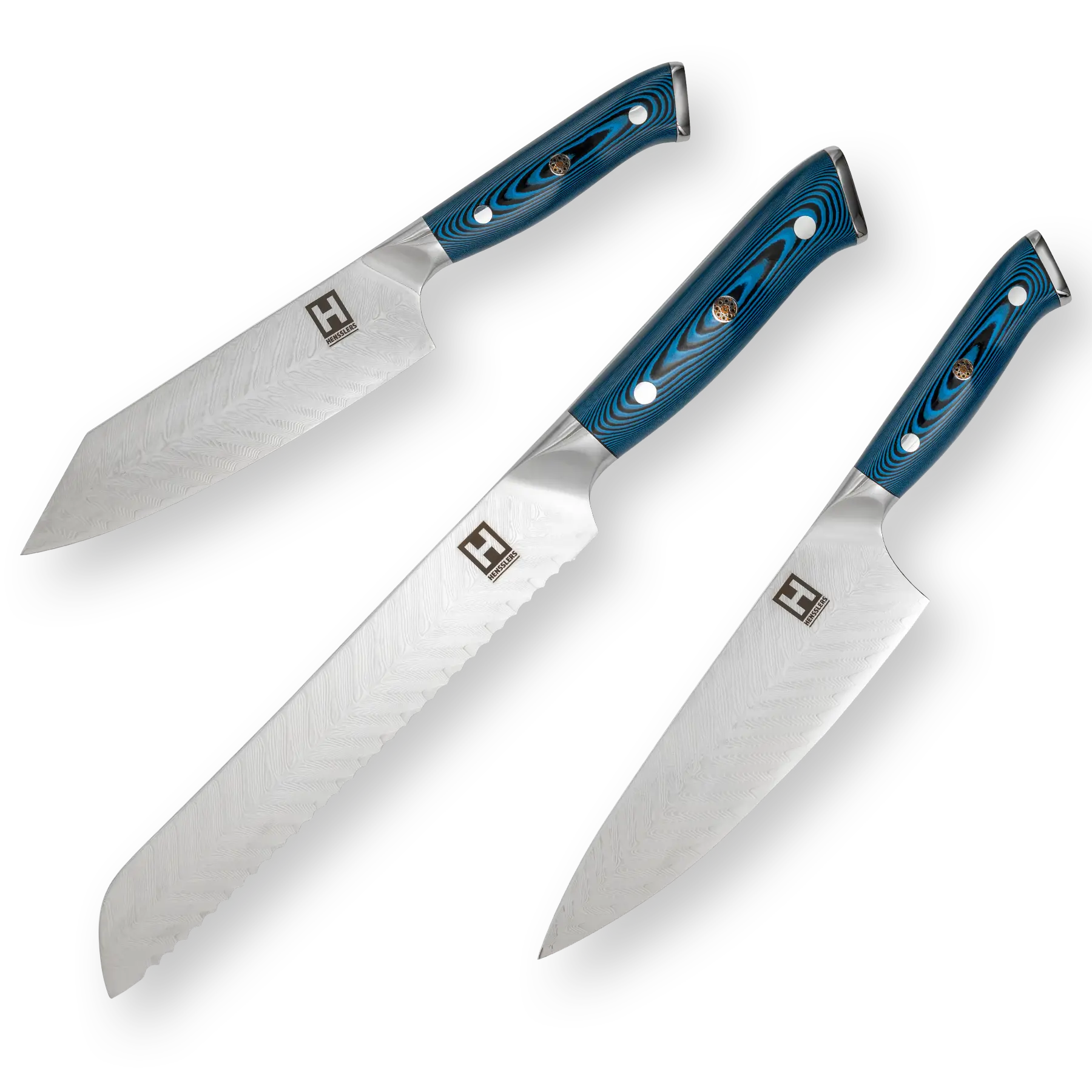 HENSSLERS Damast Messerset - Blue Edition Messer HENSSLERS