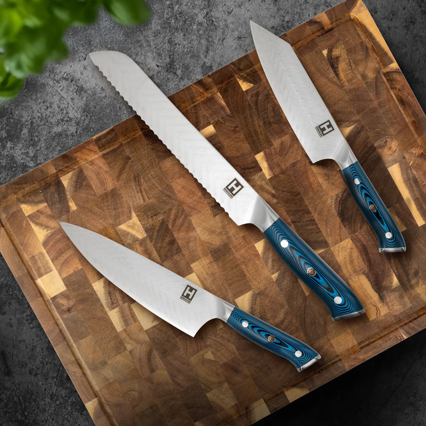 HENSSLERS Damast Messerset - Blue Edition Messer HENSSLERS