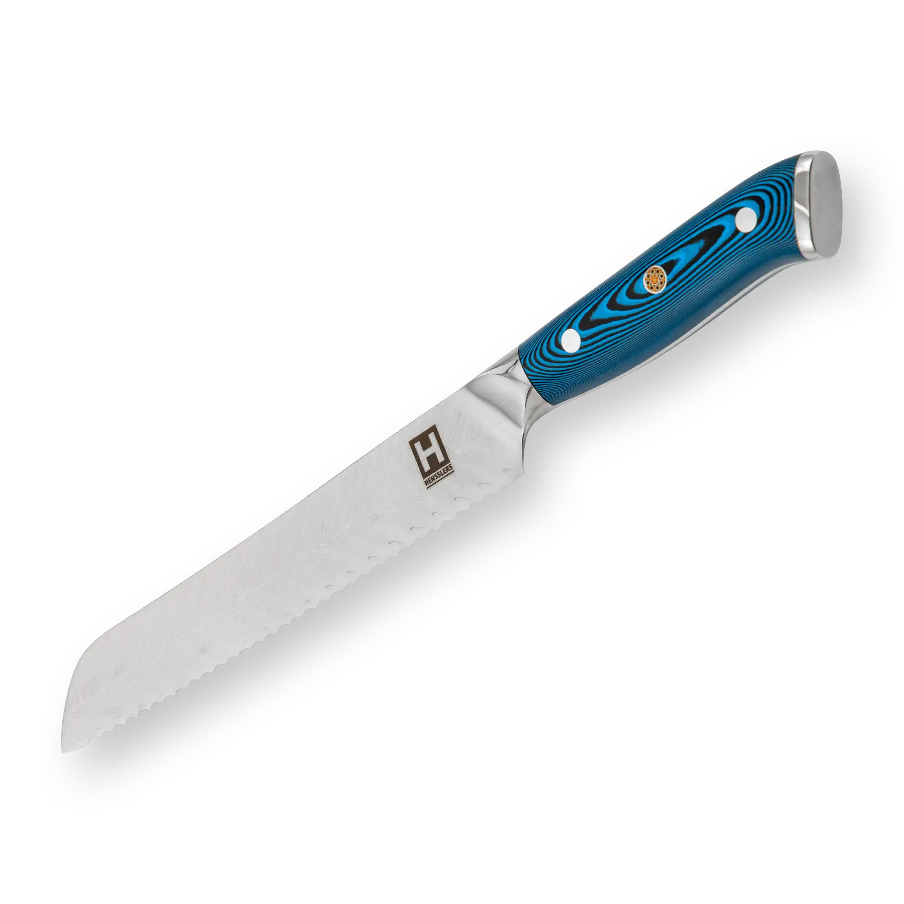 Hensslers Damast Brotmesser - Blue Edition Messer Hensslers