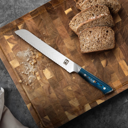 Hensslers Damast Brotmesser - Blue Edition Messer Hensslers