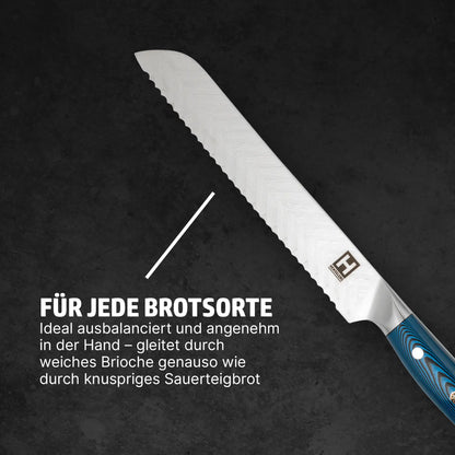 Hensslers Damast Brotmesser - Blue Edition Messer Hensslers