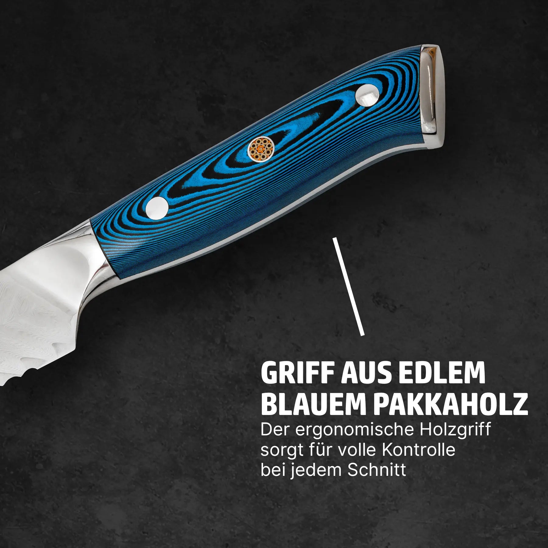 Hensslers Damast Brotmesser - Blue Edition Messer Hensslers