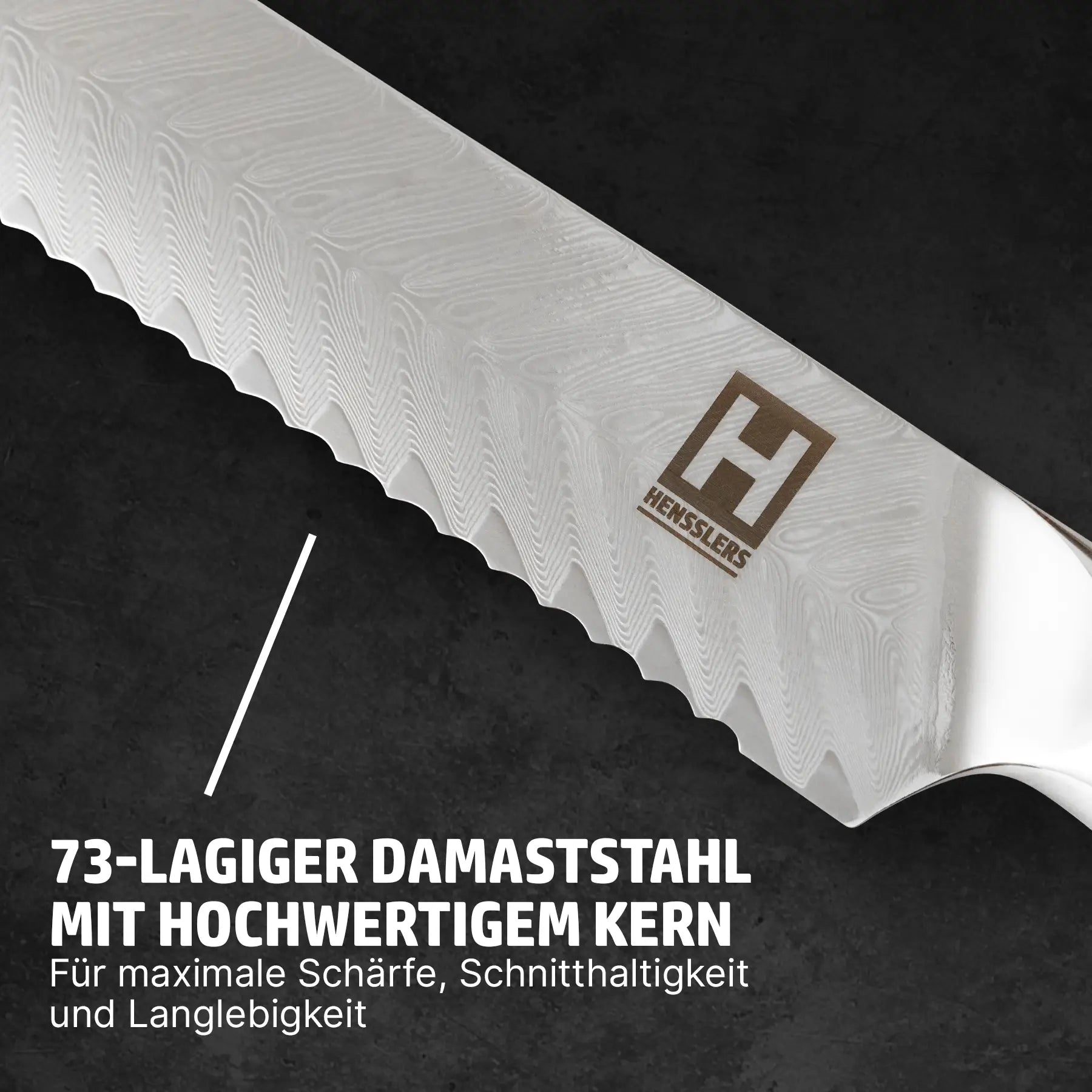 Hensslers Damast Brotmesser - Blue Edition Messer Hensslers