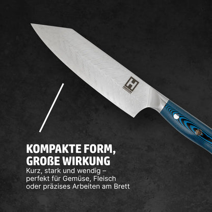 Hensslers Damast Bunka Messer - Blue Edition Messer Hensslers