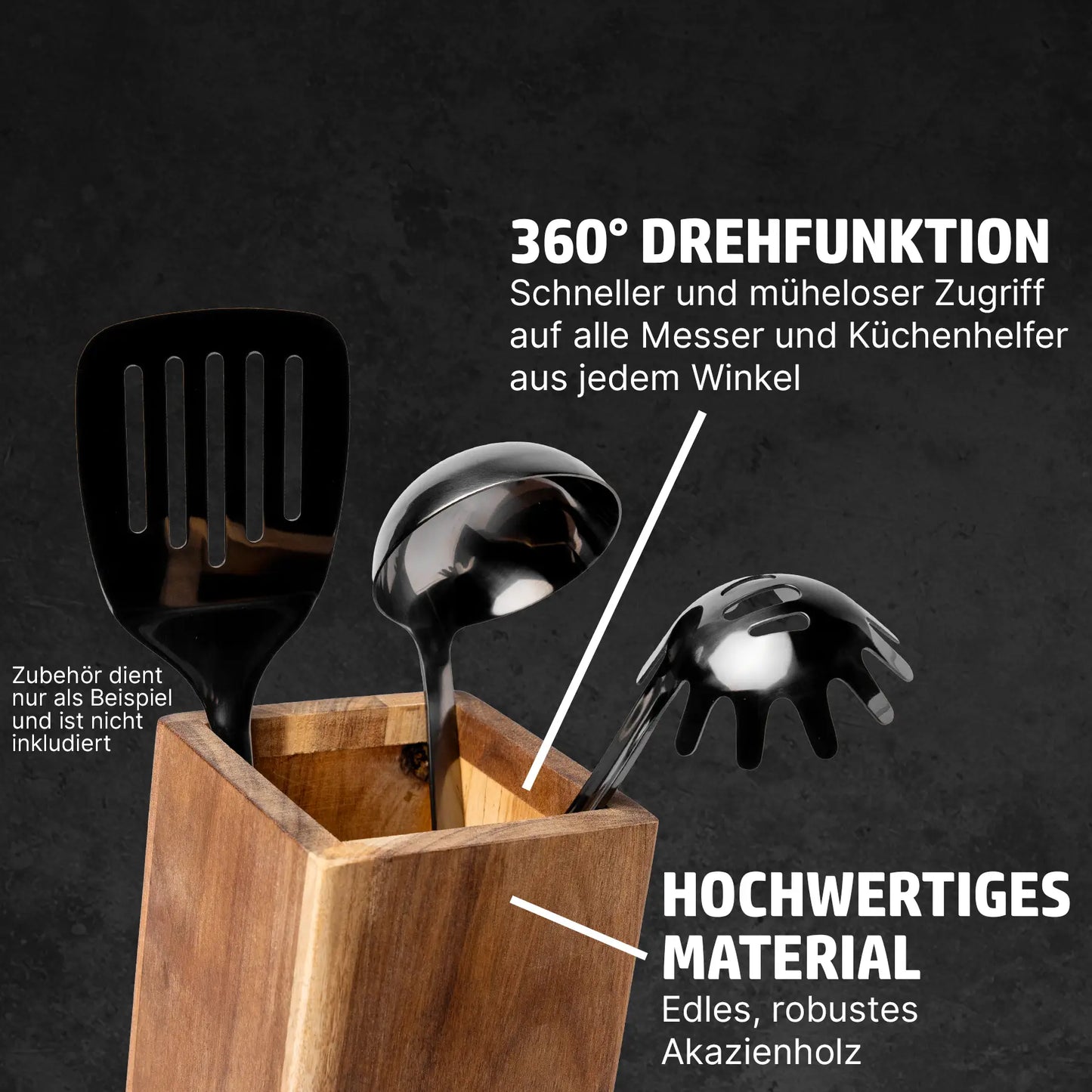 HENSSLERS Black Blade Pro Set mit 360° Messerblock