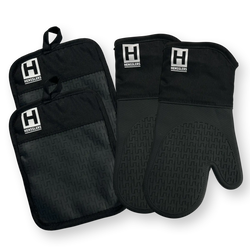 HENSSLERS Ofenhandschuh und Topflappen Set Küchenzubehör Hensslers