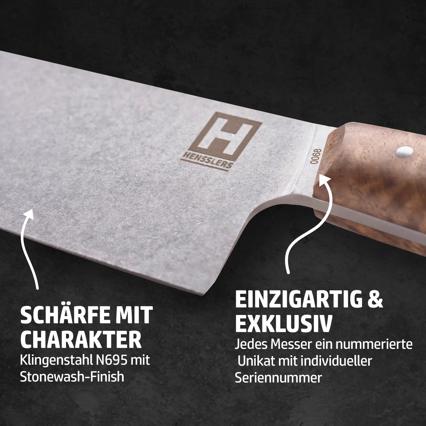 HENSSLERS Schneidebrett & Chefmesser Stoneblade Küchenzubehör Hensslers