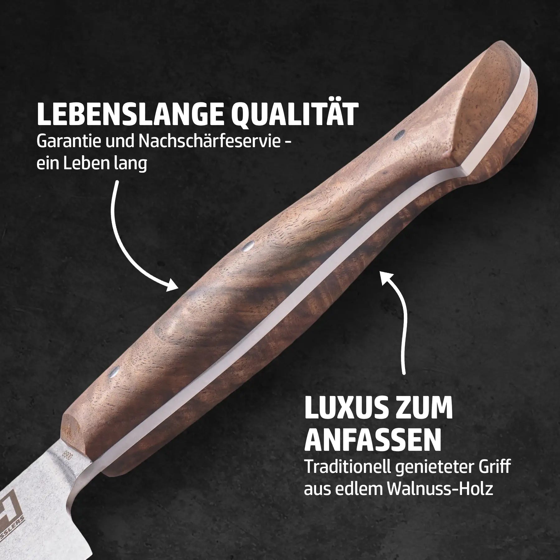 HENSSLERS Schneidebrett & Chefmesser Stoneblade Küchenzubehör Hensslers