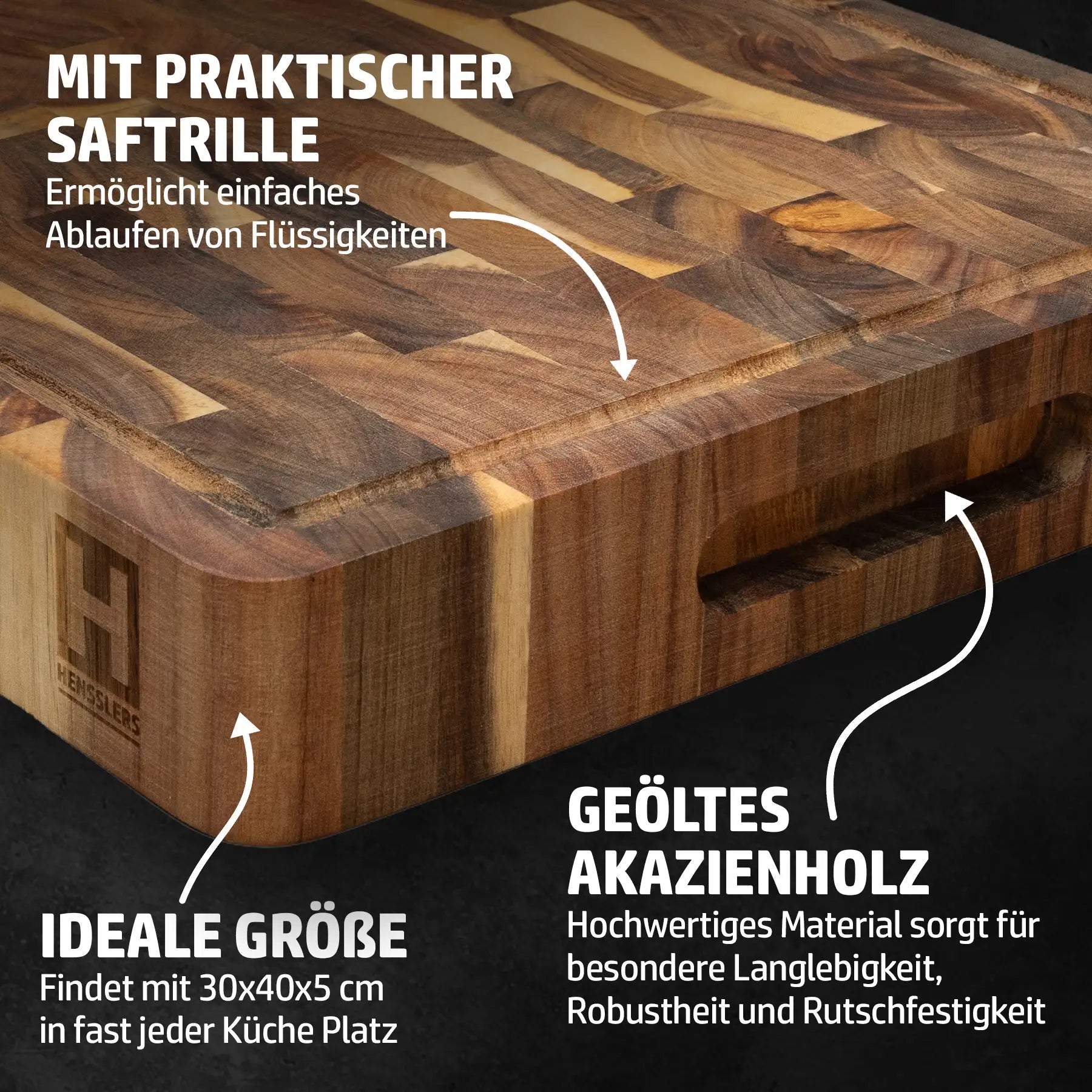 HENSSLERS Schneidebrett & Chefmesser Stoneblade Küchenzubehör Hensslers