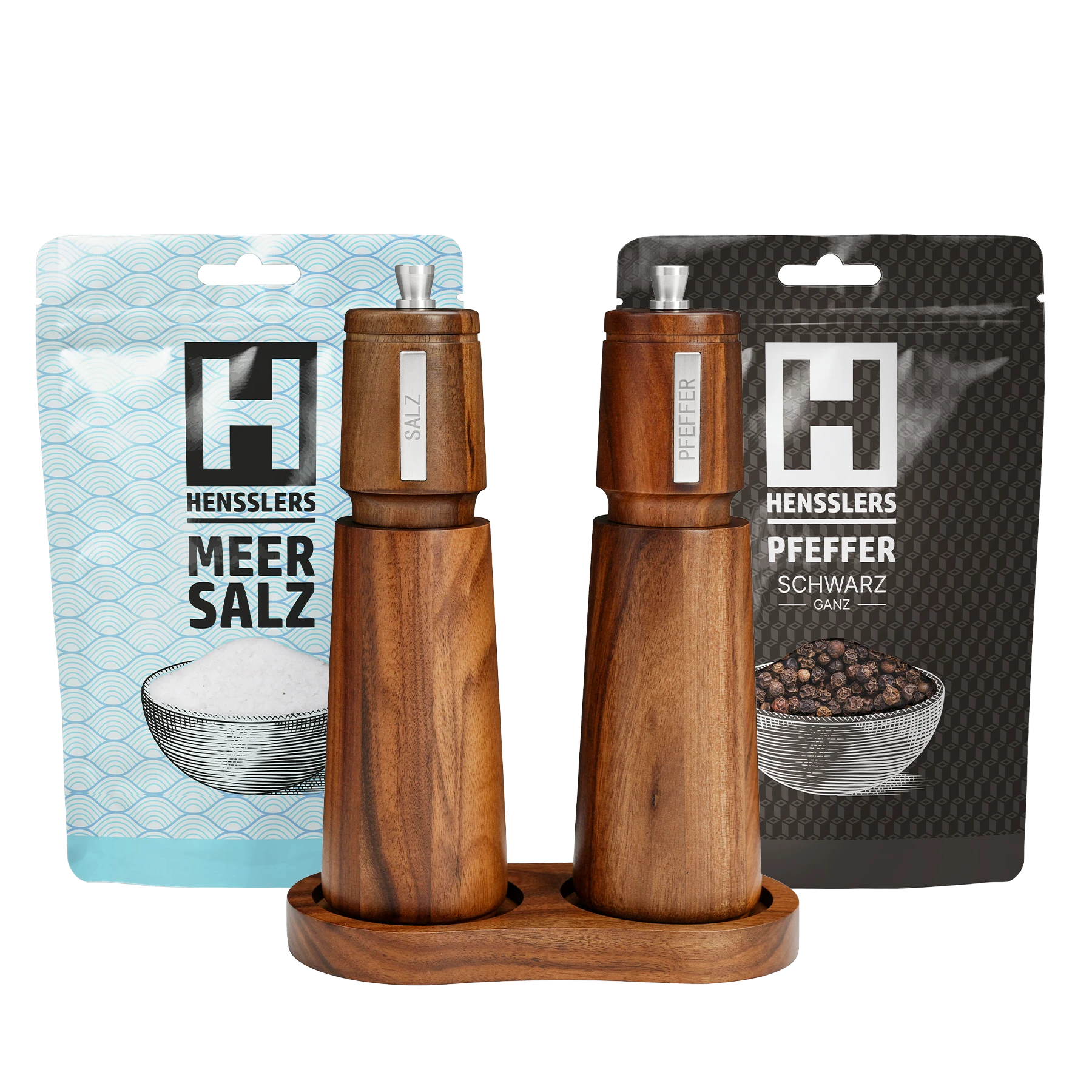 HENSSLERS Salz- und Pfeffermühle mit Nachfüllset Bundles HENSSLERS