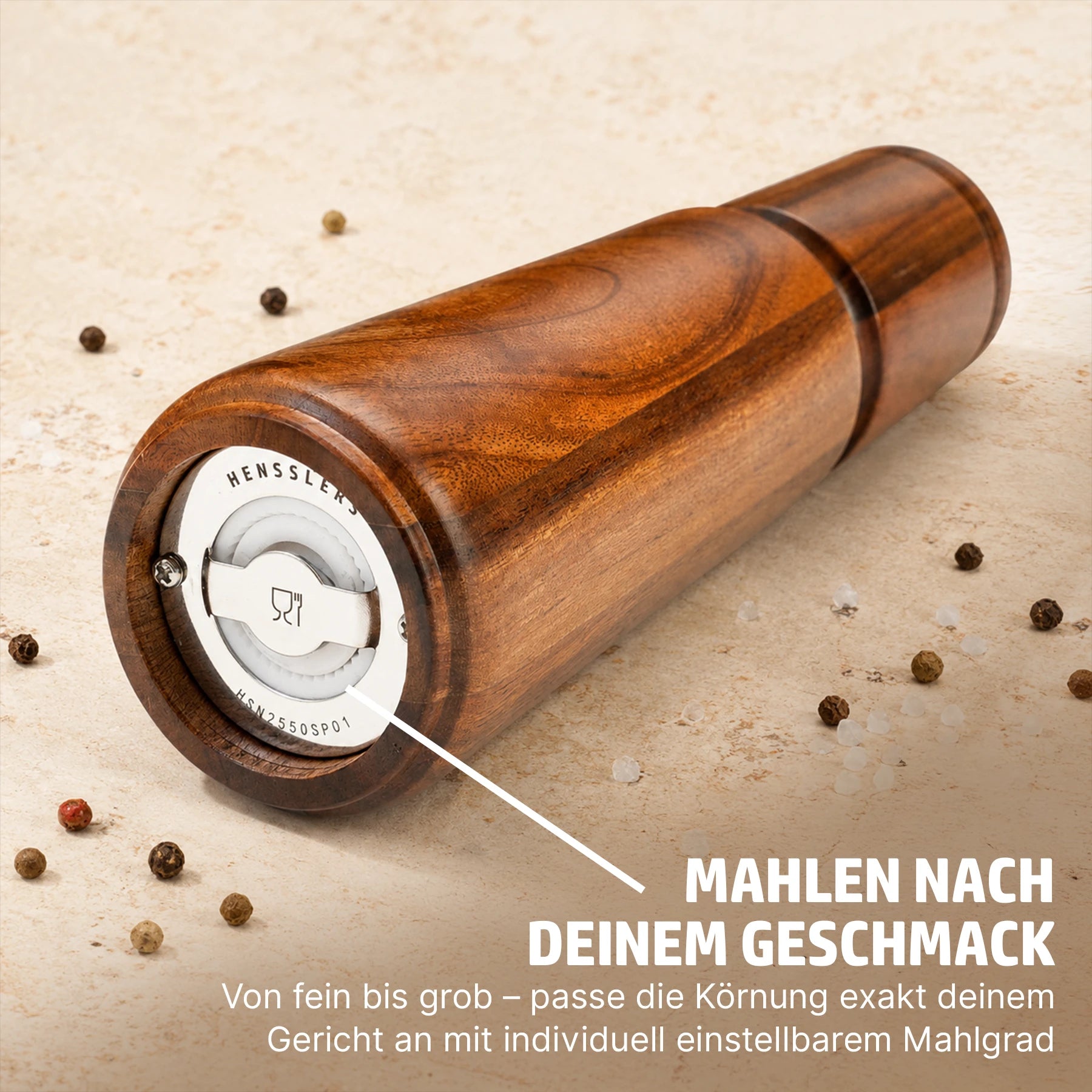 HENSSLERS Salz- / Pfeffermühlen Akazie Set Küchenzubehör HENSSLERS