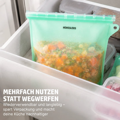 HENSSLERS Silikon Aufbewahrungsbeutel 3 Teilig Küchenzubehör HENSSLERS